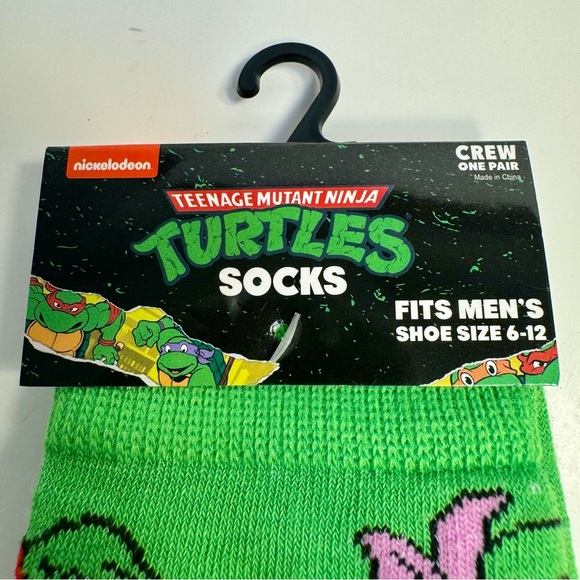 NWT. Teenage Mutant Ninja Turtles Crew Socks Size 6-12 Nickelodeon Green. - Picture 2 of 8